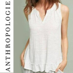 Anthropologie White Sleeveless Top